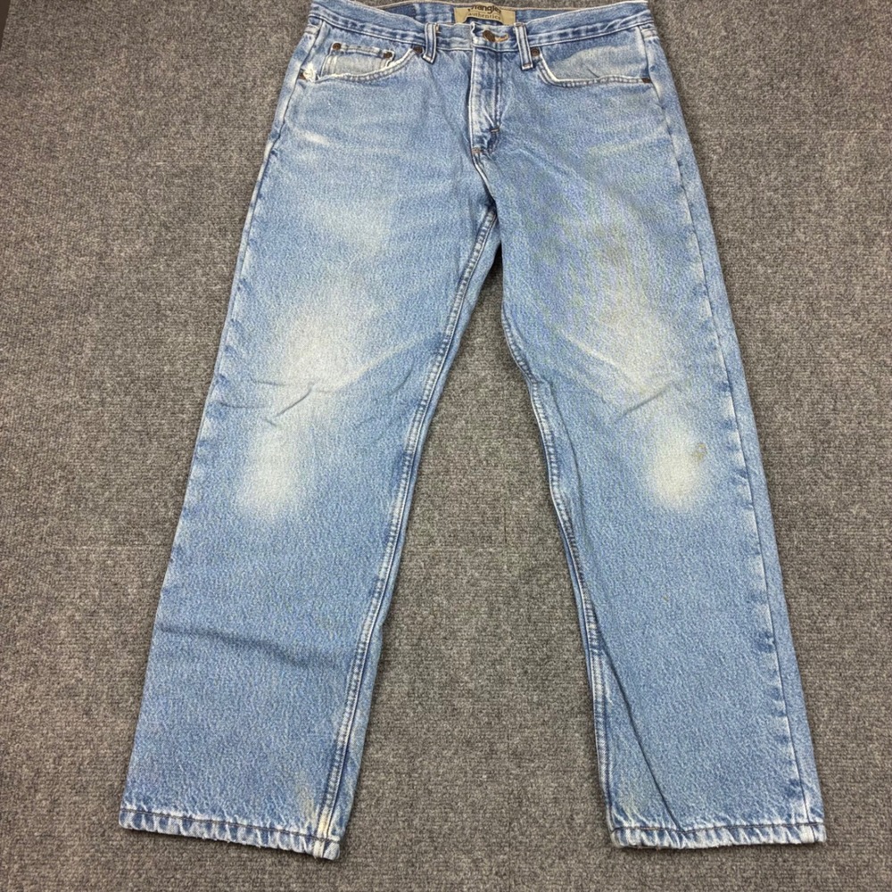 Wrangler Authentics Mens Fleece Lined Jeans Light Wash Straight Leg Size 32x30